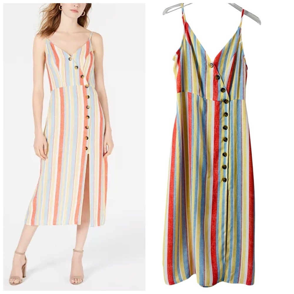 Speechless Striped Button Front Midi Dress Size XL